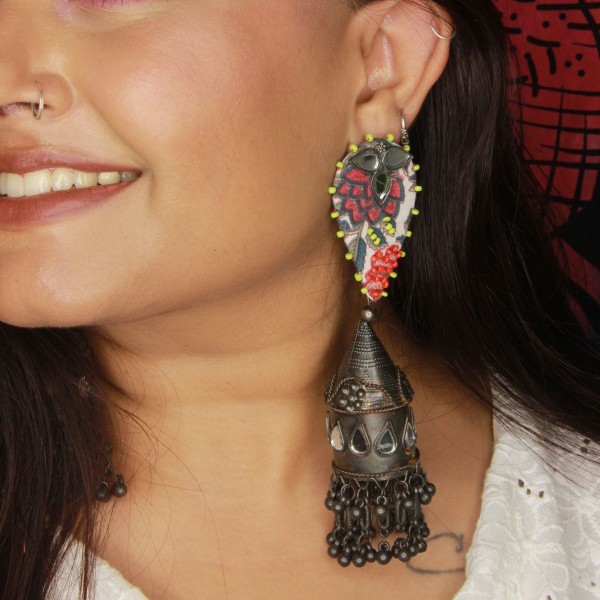 Floral Printed Jhumka